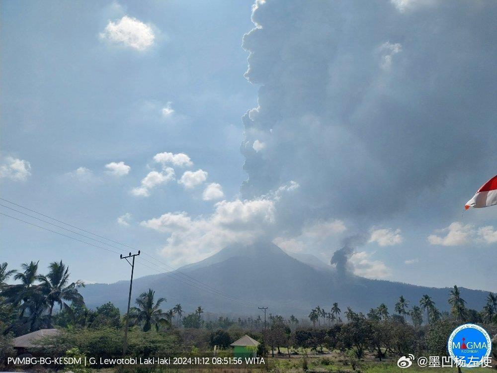 印度尼西亚的勒沃托比拉基火山爆发，促使警戒级别提高